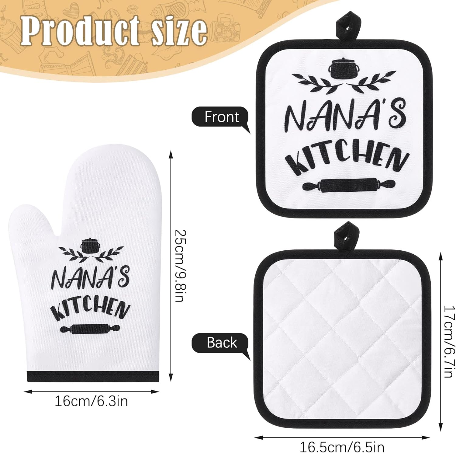 Conjunto de cozinha Nana de 5 peças, inclui 2 toalhas de prato Nana, 2 almofadas de forno Nana, suporte de panela, luva de forno Nana, presente de Nana para casa, aniversário, cozinha, cozimento, assar (estilo Nana)  Conjunto de cozinha Nana de 5 peças, inclui 2 toalhas de prato Nana, 2 almofadas de forno Nana, suporte de panela, luva de forno Nana, presente de Nana para casa, aniversário, cozinha, cozimento, assar (estilo Nana)