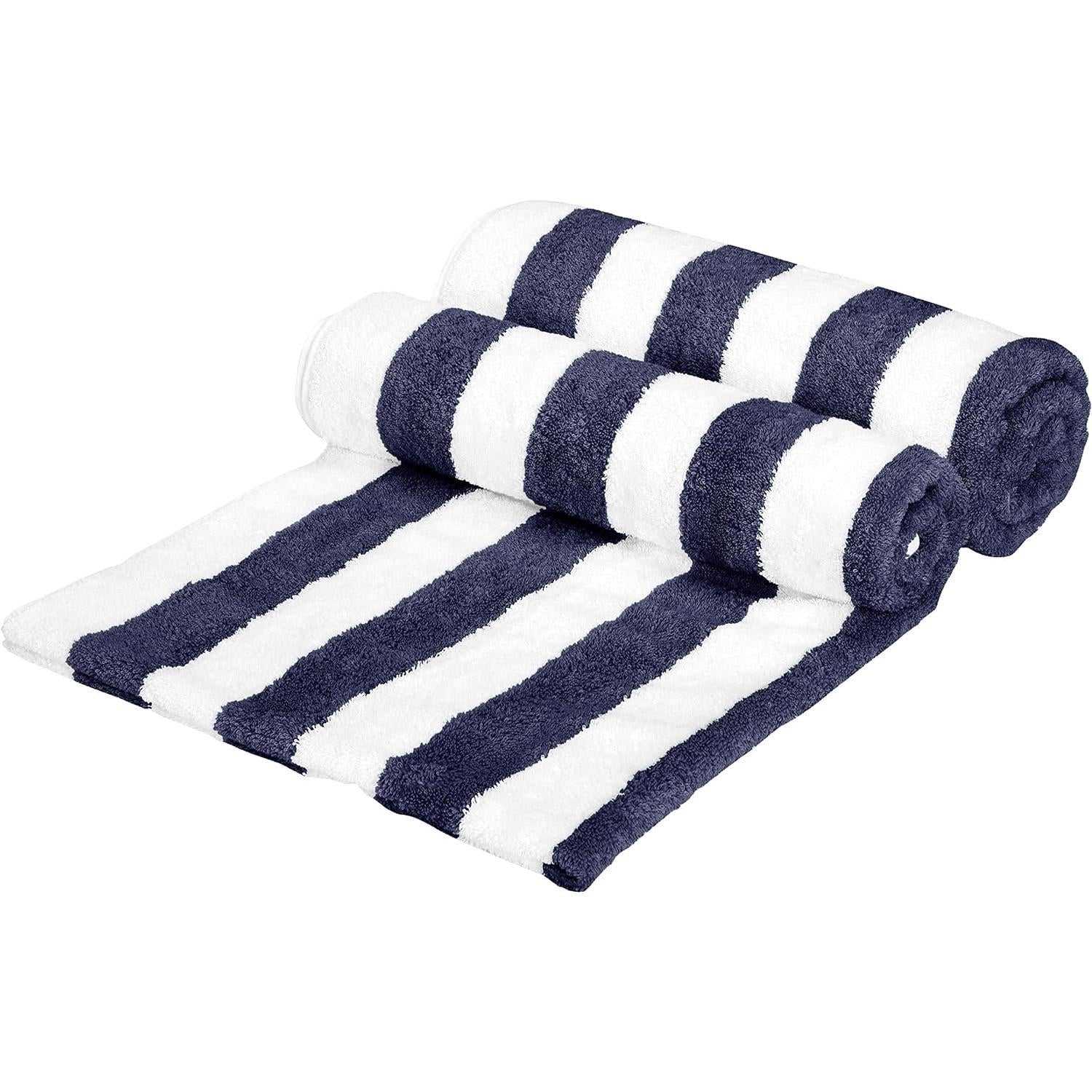 Toalha de praia, pacote com 2, azul marinho, 59,84" C x 29,92" L  Toalha de praia, pacote com 2, azul marinho, 59,84" C x 29,92" L