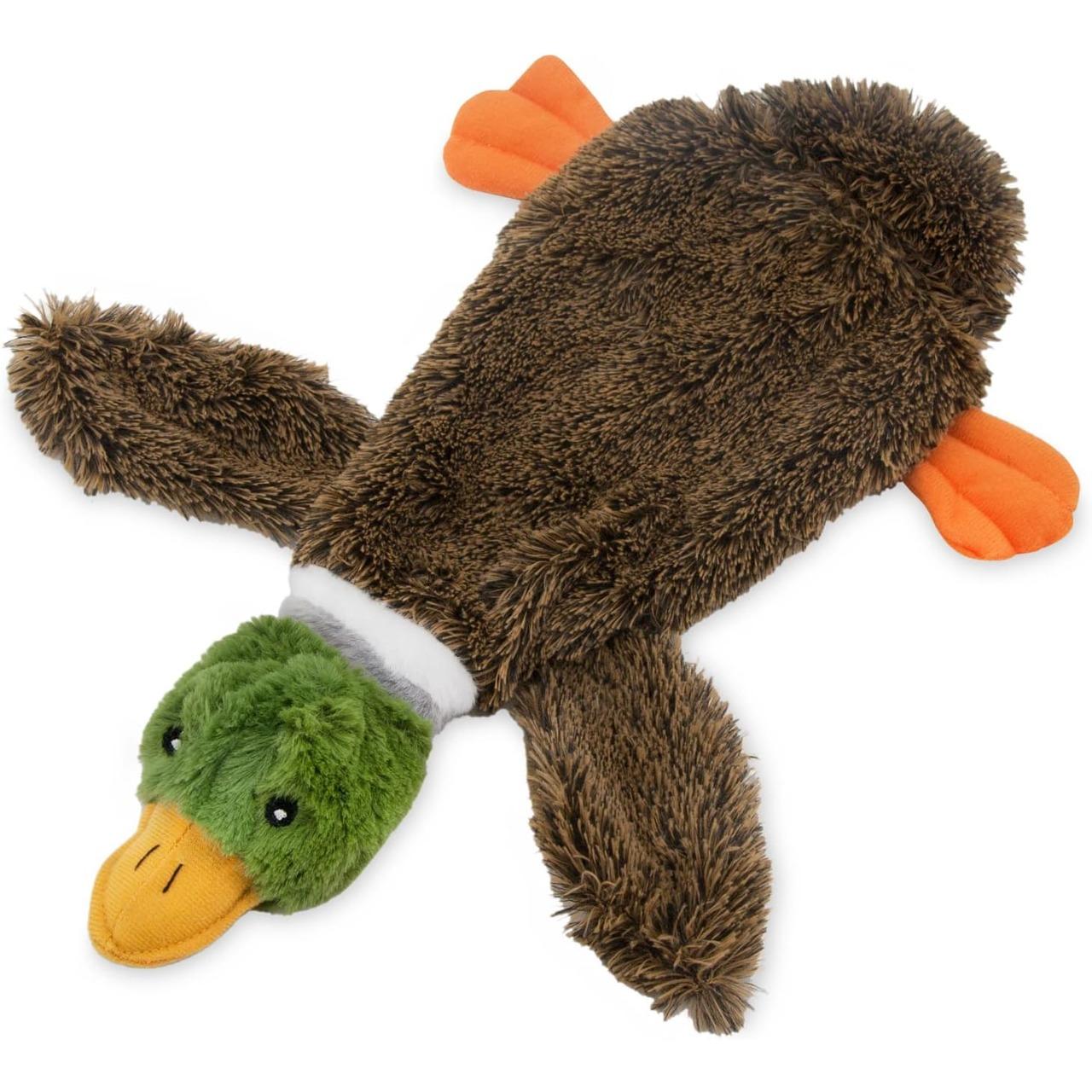 Brinquedos para cães 2 em 1 sem enchimento que fazem barulho com tecido macio e durável para animais de estimação pequenos, médios e grandes, sem enchimento para brincadeiras internas, comporta uma garrafa de plástico - 1 Wild Duck, médio  Brinquedos para cães 2 em 1 sem enchimento que fazem barulho com tecido macio e durável para animais de estimação pequenos, médios e grandes, sem enchimento para brincadeiras internas, comporta uma garrafa de plástico - 1 Wild Duck, médio