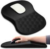 Mouse Pad Wrist Support with Massage Design, Wrist Rest Pain Relief Mousepad with Memory Foam&Non-Slip Base, Mouse Pads for Wireless Mouse & Desk (12x8 inch,Black)