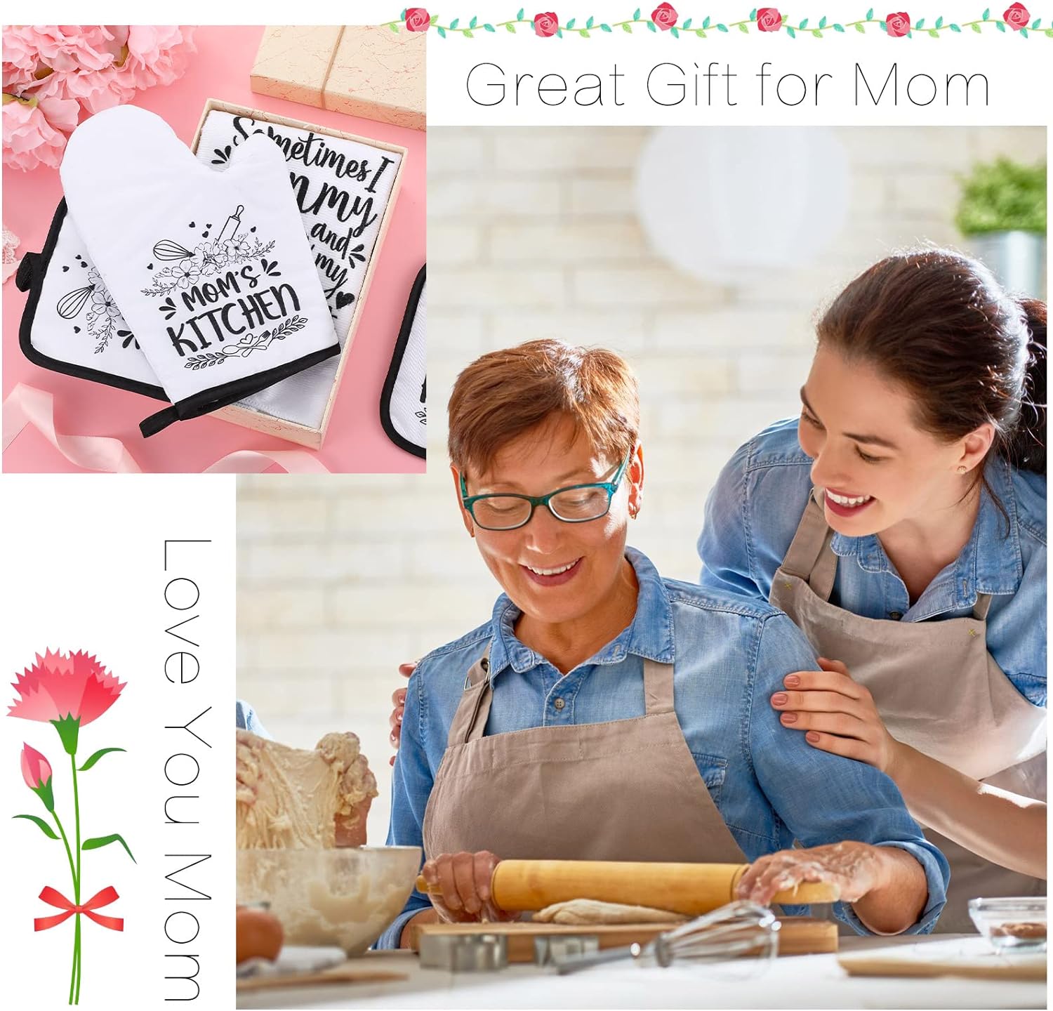 Conjunto de cozinha Nana de 5 peças, inclui 2 toalhas de prato Nana, 2 almofadas de forno Nana, suporte de panela, luva de forno Nana, presente de Nana para casa, aniversário, cozinha, cozimento, assar (estilo Nana)  Conjunto de cozinha Nana de 5 peças, inclui 2 toalhas de prato Nana, 2 almofadas de forno Nana, suporte de panela, luva de forno Nana, presente de Nana para casa, aniversário, cozinha, cozimento, assar (estilo Nana)