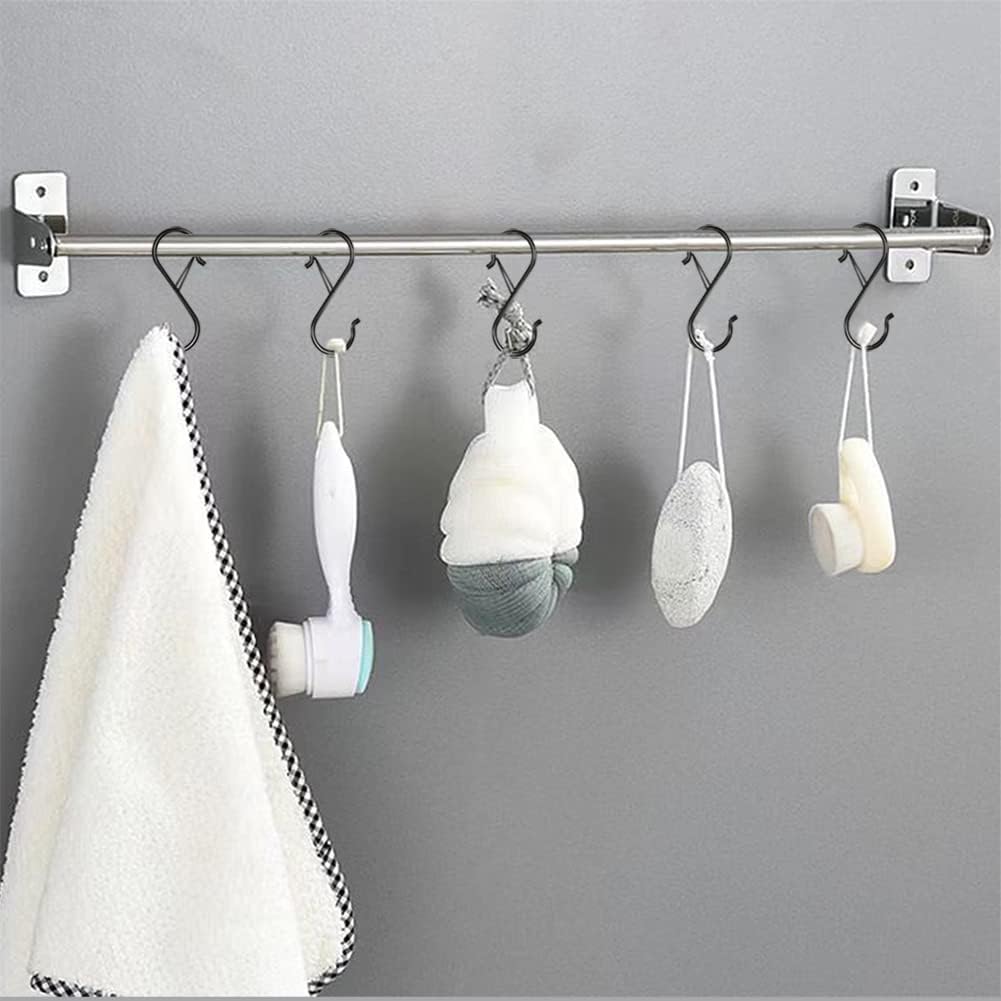 Pacote com 8 ganchos S para pendurar, ganchos S de metal resistente de 3,5 polegadas com fivela de segurança, ganchos em forma de S, ganchos para armários, suporte para vasos, roupas, utensílios de cozinha, potes, panelas, bolsas (preto) Pacote com 8 ganchos S para pendurar, ganchos S de metal resistente de 3,5 polegadas com fivela de segurança, ganchos em forma de S, ganchos para armários, suporte para vasos, roupas, utensílios de cozinha, potes, panelas, bolsas (preto)