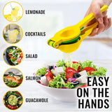2-In-1 Lemon Squeezer Manual - Sturdy, Max Extraction Hand Juicer Lemon Squeezer Gets Every Last Drop - Easy to Clean Manual Citrus Juicer - Easy-to-Use Lemon Juicer Squeezer-Yellow/Green