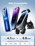 Bike Phone Holder, Motorcycle Phone Mount - Motorcycle Handlebar Cell Phone Clamp, Scooter Phone Clip for 15 Pro Max/Plus, 14 Pro Max, S9, S10 and More 4.7" to 6.8" Smartphones