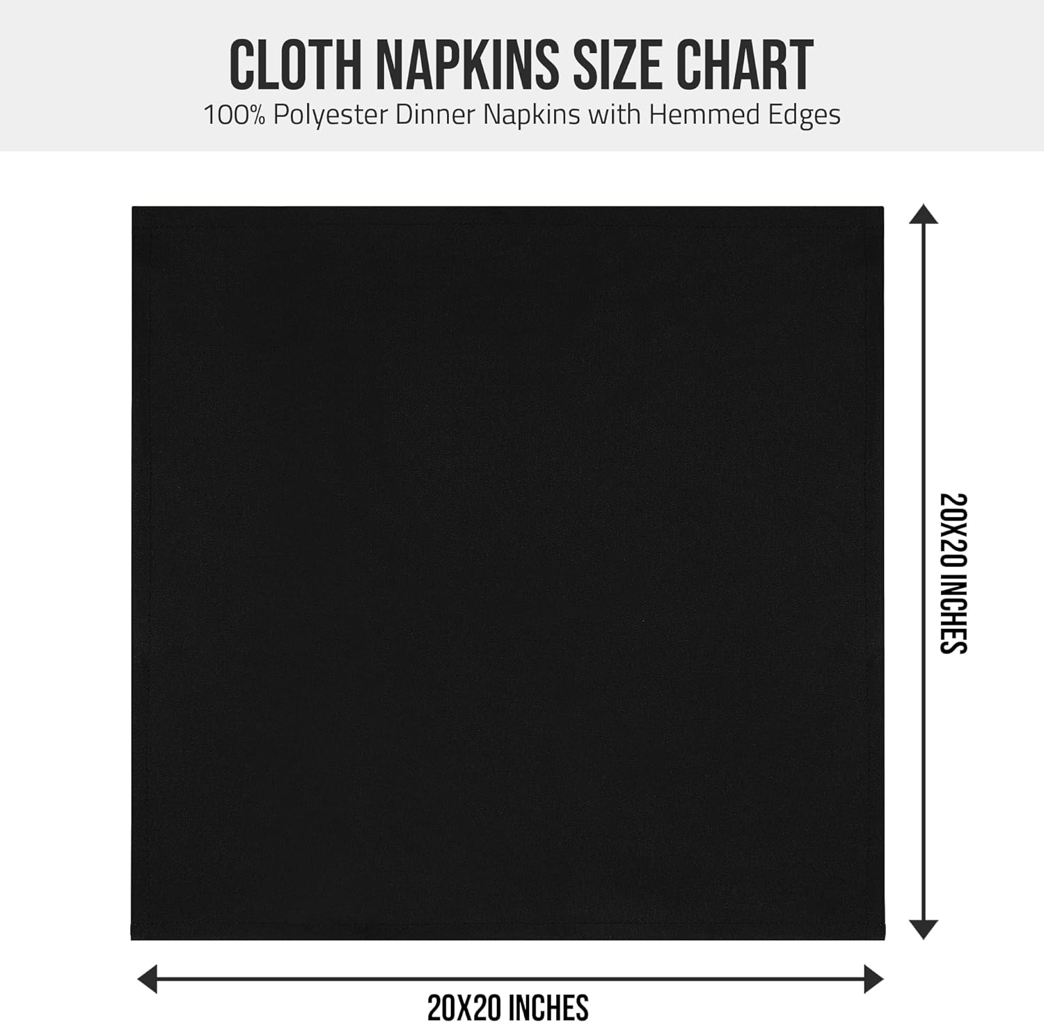 Black Cloth Napkins (12 Pack, 20x20 Inches), Ideal Dinner Napkins for Party, Wedding and Lunch/Dinner Black Cloth Napkins (12 Pack, 20x20 Inches), Ideal Dinner Napkins for Party, Wedding and Lunch/Dinner