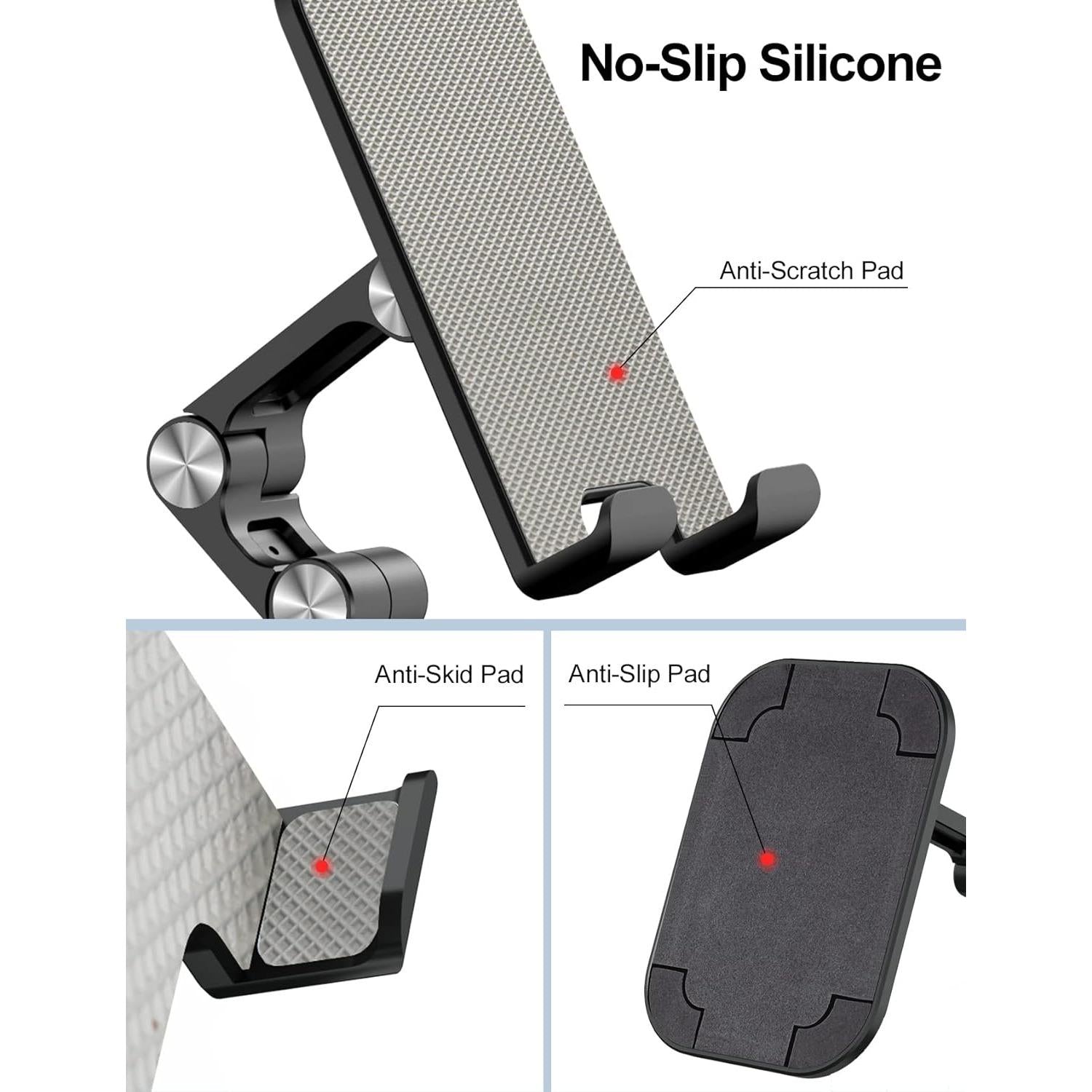 Suporte para telefone, altura e ângulo ajustáveis, suporte para telefone celular para mesa, suporte dobrável, suporte para telefone mais alto, compatível com todos os telefones celulares/pads/tablets de 4 a 11 polegadas - preto  Suporte para telefone, altura e ângulo ajustáveis, suporte para telefone celular para mesa, suporte dobrável, suporte para telefone mais alto, compatível com todos os telefones celulares/pads/tablets de 4 a 11 polegadas - preto