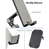 Suporte para telefone, altura e ângulo ajustáveis, suporte para telefone celular para mesa, suporte dobrável, suporte para telefone mais alto, compatível com todos os telefones celulares/pads/tablets de 4 a 11 polegadas - preto