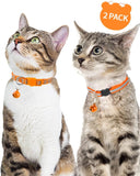Pacote com 2 coleiras refletivas para gatos, com sino, coleira ajustável para gatinhos, de 7,5 a 12,5 polegadas