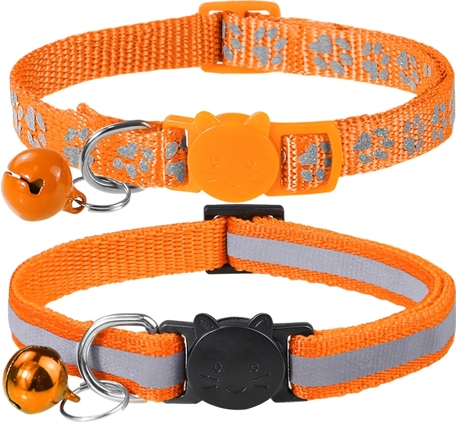 Pacote com 2 coleiras refletivas para gatos, com sino, coleira ajustável para gatinhos, de 7,5 a 12,5 polegadas  Pacote com 2 coleiras refletivas para gatos, com sino, coleira ajustável para gatinhos, de 7,5 a 12,5 polegadas