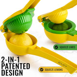 2-In-1 Lemon Squeezer Manual - Sturdy, Max Extraction Hand Juicer Lemon Squeezer Gets Every Last Drop - Easy to Clean Manual Citrus Juicer - Easy-to-Use Lemon Juicer Squeezer-Yellow/Green