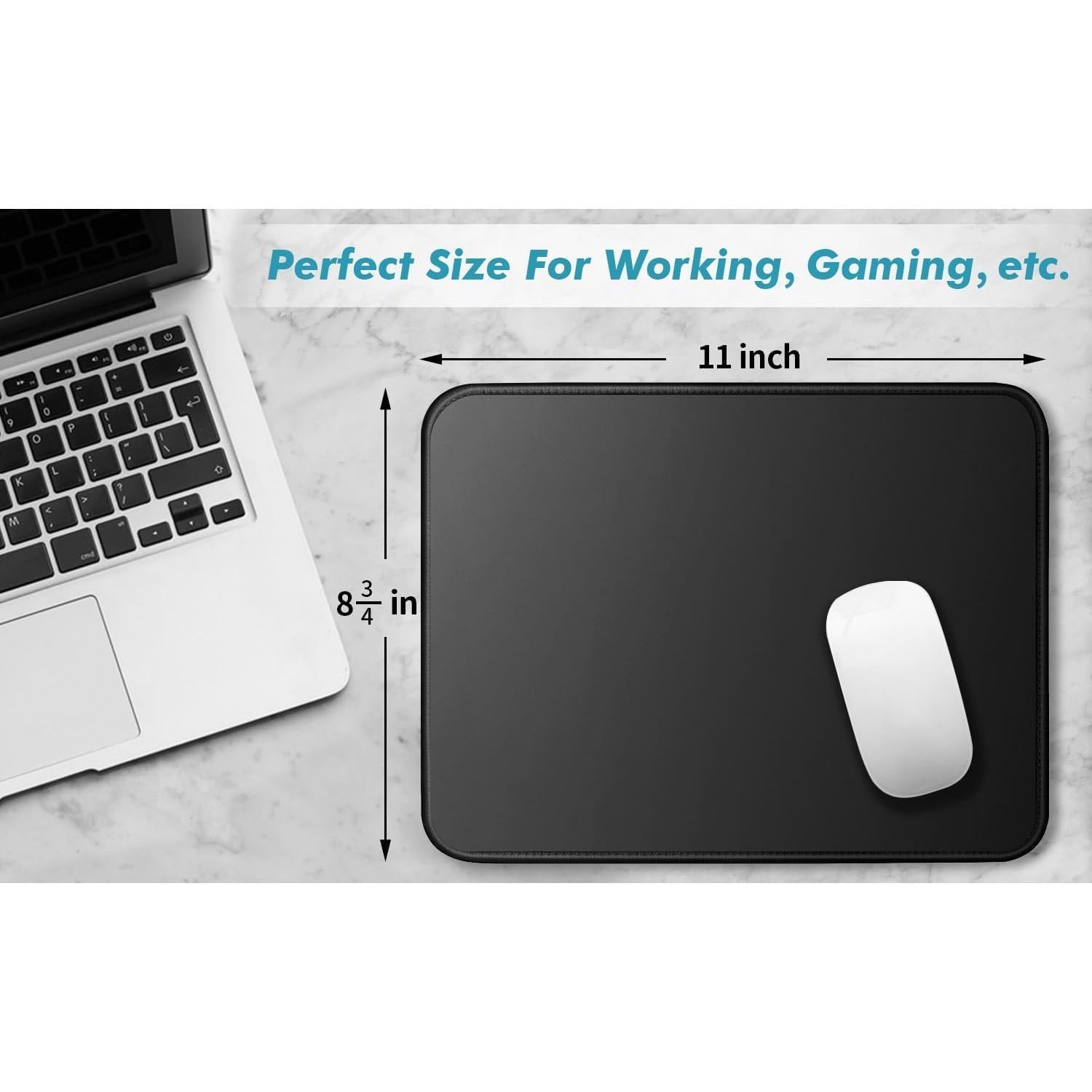 Black Mouse Pad 11 x 8 3/4 x 1/8 in. Basic Big Mouse Pad with Stitched Edges and Non-Slip Rubber Base, Waterproof Black Mouse Pad 11 x 8 3/4 x 1/8 in. Basic Big Mouse Pad with Stitched Edges and Non-Slip Rubber Base, Waterproof