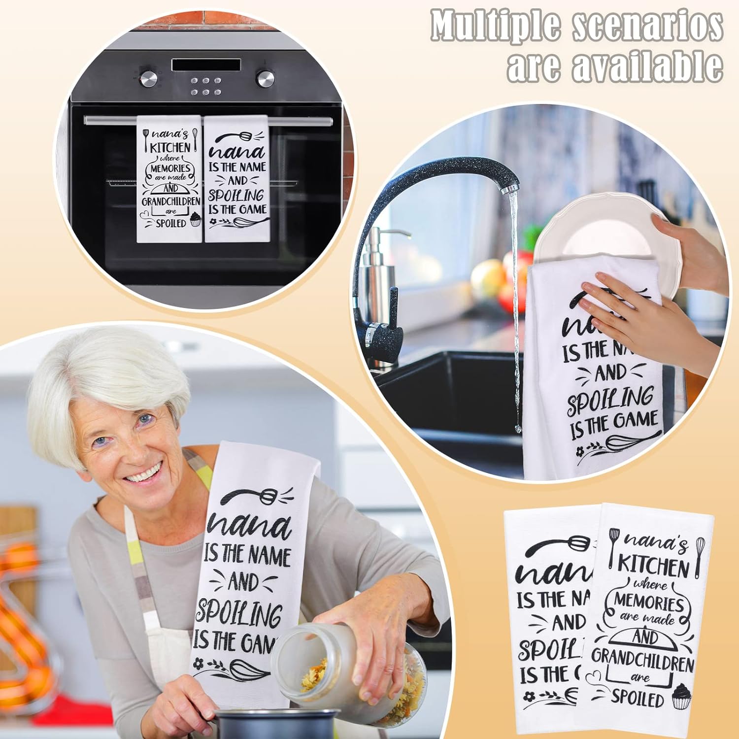 Conjunto de cozinha Nana de 5 peças, inclui 2 toalhas de prato Nana, 2 almofadas de forno Nana, suporte de panela, luva de forno Nana, presente de Nana para casa, aniversário, cozinha, cozimento, assar (estilo Nana)  Conjunto de cozinha Nana de 5 peças, inclui 2 toalhas de prato Nana, 2 almofadas de forno Nana, suporte de panela, luva de forno Nana, presente de Nana para casa, aniversário, cozinha, cozimento, assar (estilo Nana)