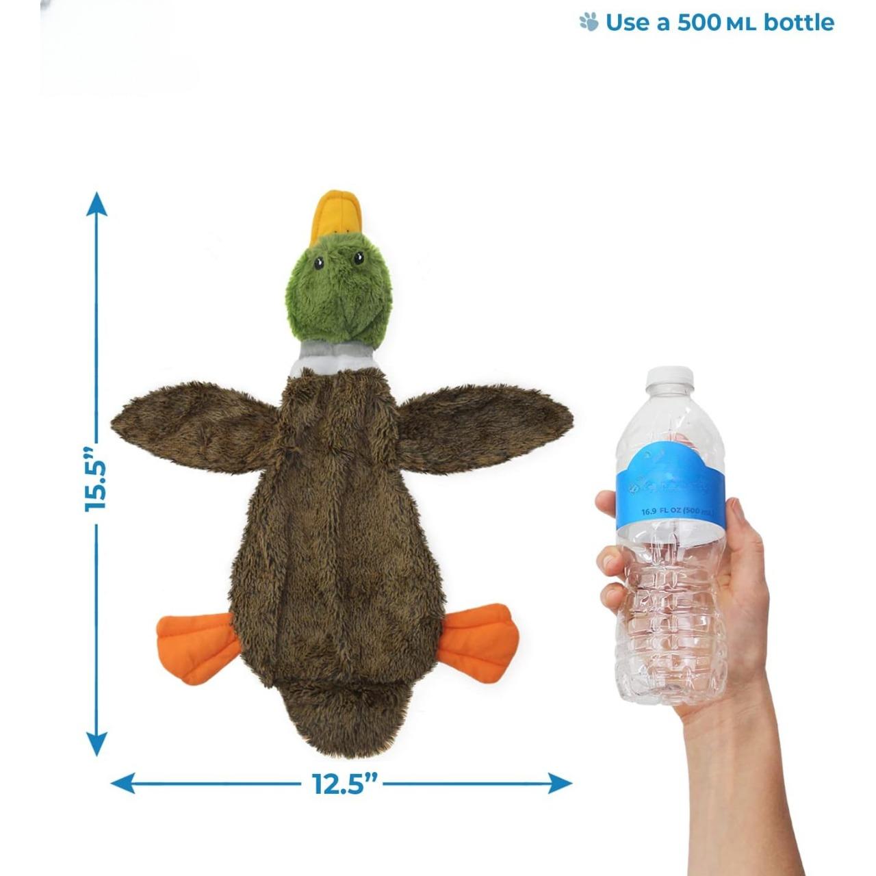 Brinquedos para cães 2 em 1 sem enchimento que fazem barulho com tecido macio e durável para animais de estimação pequenos, médios e grandes, sem enchimento para brincadeiras internas, comporta uma garrafa de plástico - 1 Wild Duck, médio  Brinquedos para cães 2 em 1 sem enchimento que fazem barulho com tecido macio e durável para animais de estimação pequenos, médios e grandes, sem enchimento para brincadeiras internas, comporta uma garrafa de plástico - 1 Wild Duck, médio