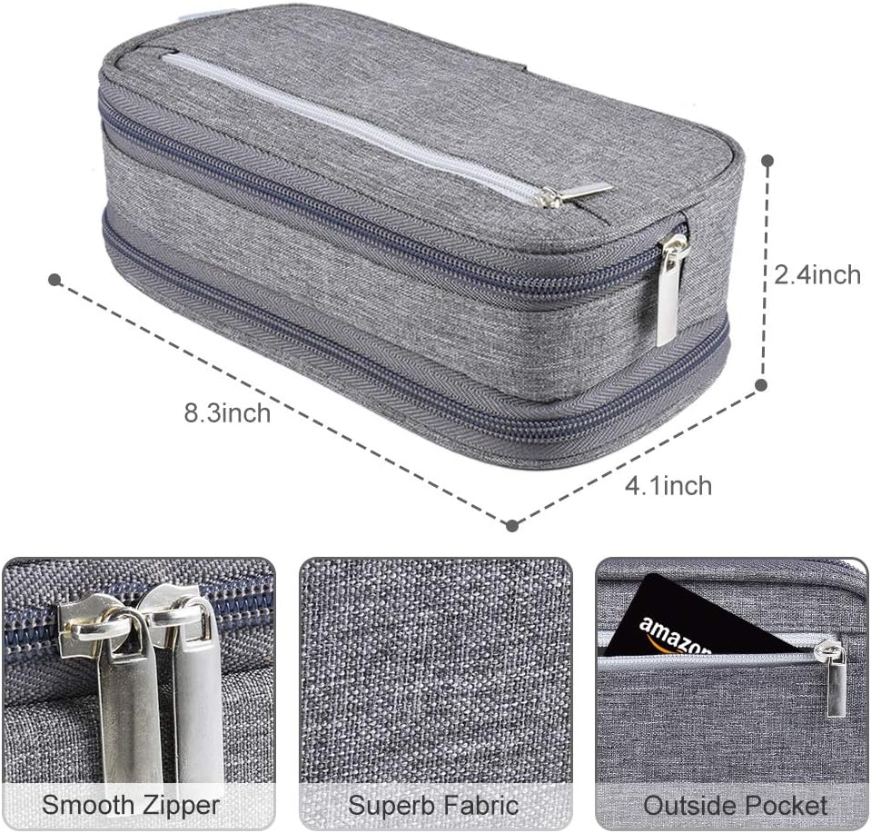 Big Capacity Pencil Case Large Storage Pencil Bag Pouch 3 Comparments Pen Case Makeup Bag for Adults Office Supplies Stationery Organizer Holder, Gray Big Capacity Pencil Case Large Storage Pencil Bag Pouch 3 Comparments Pen Case Makeup Bag for Adults Office Supplies Stationery Organizer Holder, Gray