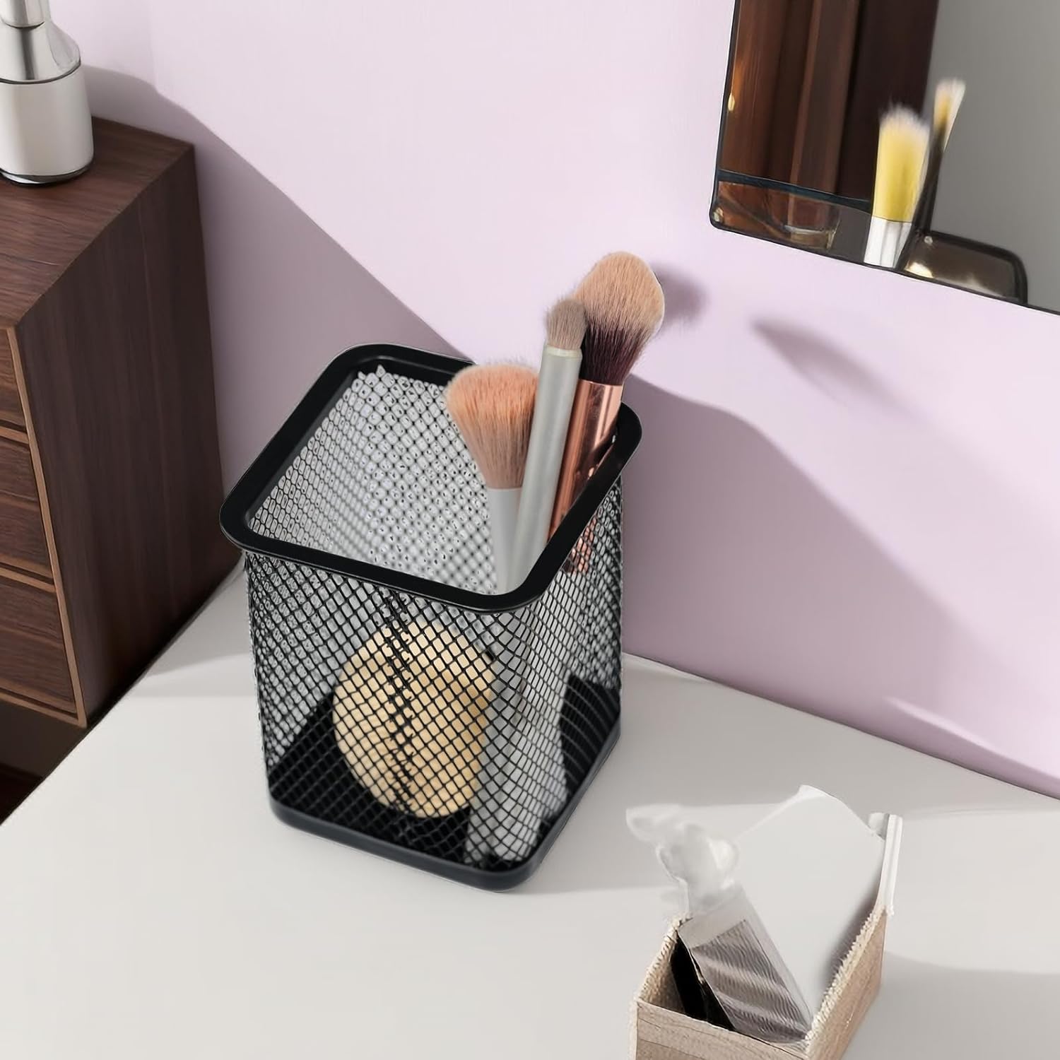 Porta-canetas para mesa, porta-lápis de malha de arame para organizador de mesa para material de escritório  Porta-canetas para mesa, porta-lápis de malha de arame para organizador de mesa para material de escritório