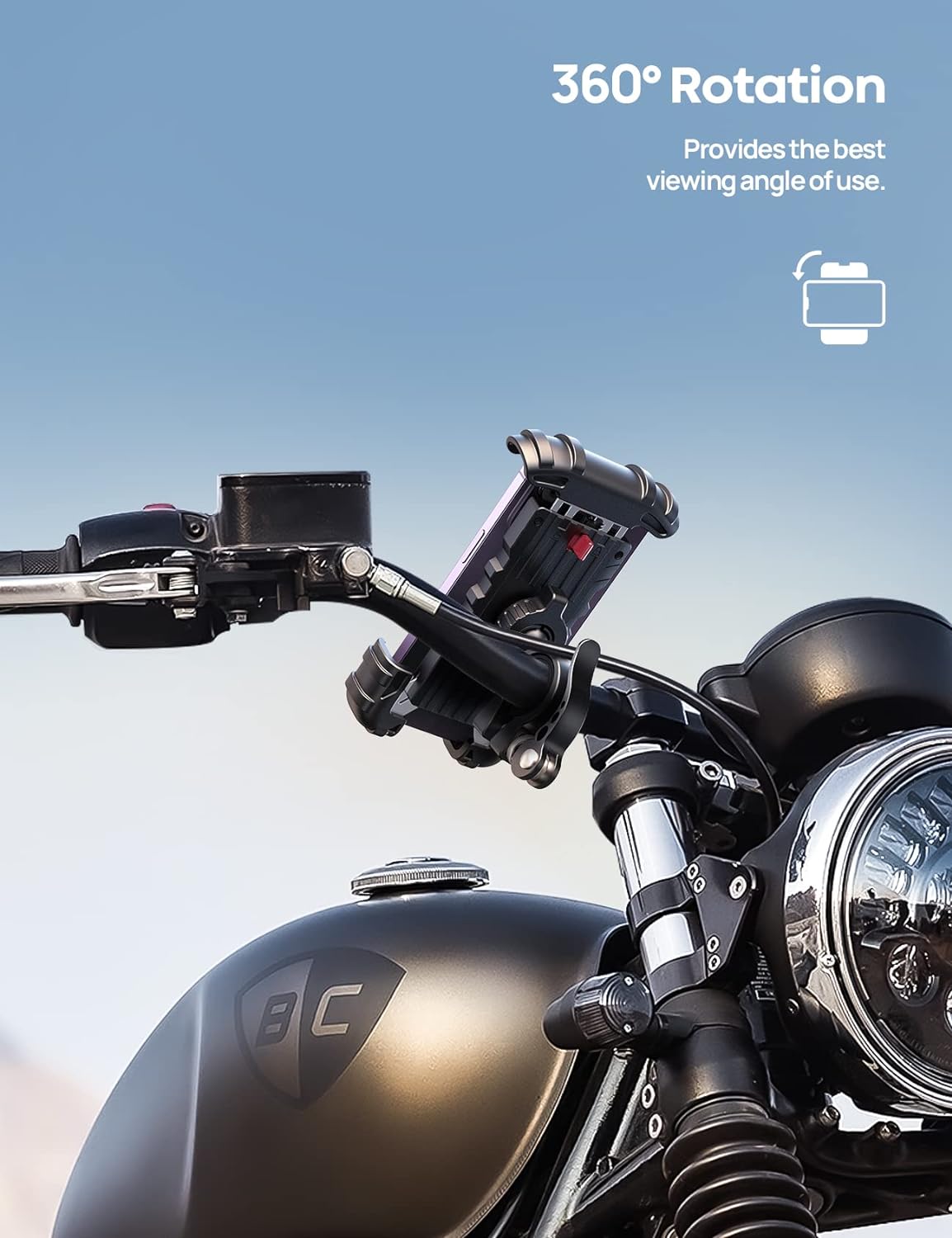 Bike Phone Holder, Motorcycle Phone Mount - Motorcycle Handlebar Cell Phone Clamp, Scooter Phone Clip for 15 Pro Max/Plus, 14 Pro Max, S9, S10 and More 4.7" to 6.8" Smartphones Bike Phone Holder, Motorcycle Phone Mount - Motorcycle Handlebar Cell Phone Clamp, Scooter Phone Clip for 15 Pro Max/Plus, 14 Pro Max, S9, S10 and More 4.7" to 6.8" Smartphones