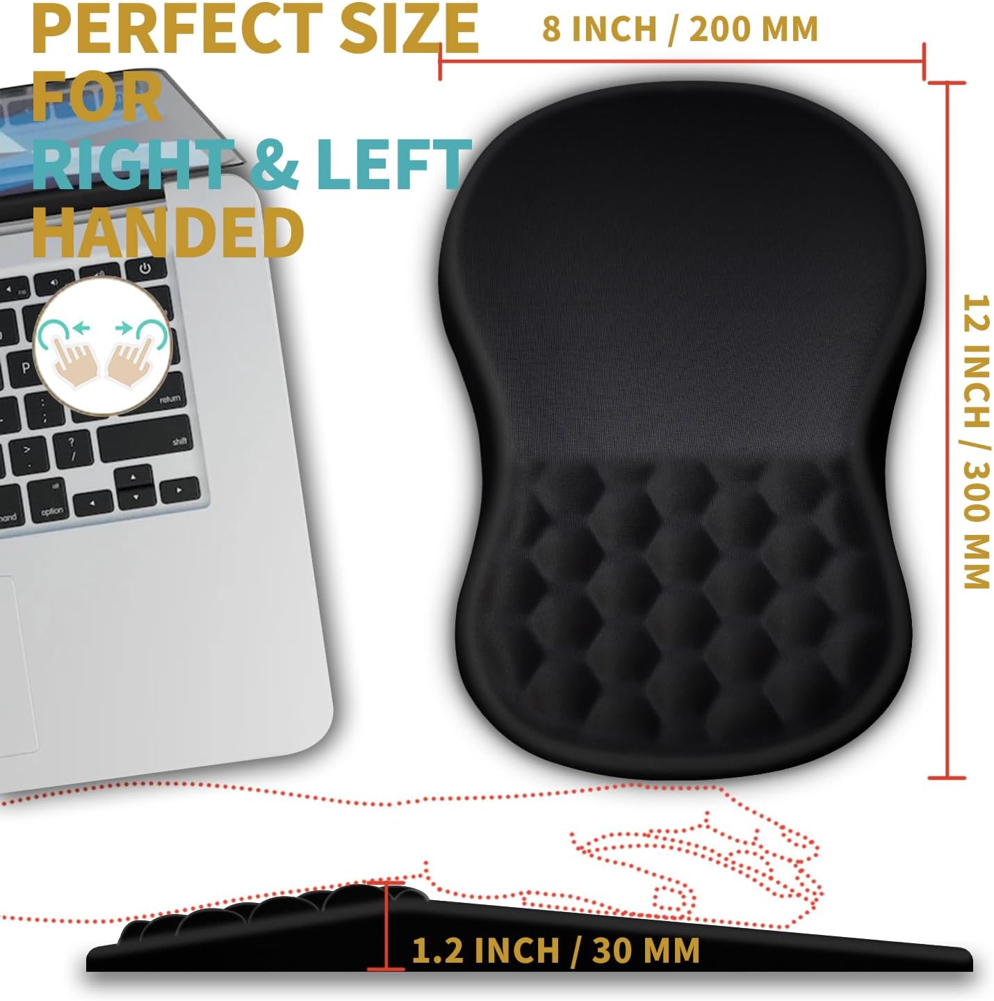 Mouse Pad Wrist Support with Massage Design, Wrist Rest Pain Relief Mousepad with Memory Foam&Non-Slip Base, Mouse Pads for Wireless Mouse & Desk (12x8 inch,Black) Mouse Pad Wrist Support with Massage Design, Wrist Rest Pain Relief Mousepad with Memory Foam&Non-Slip Base, Mouse Pads for Wireless Mouse & Desk (12x8 inch,Black)