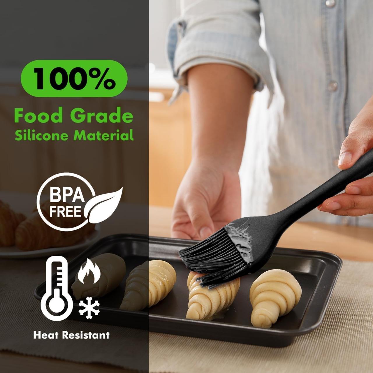 Basting Brushes Silicone Heat Resistant Pastry Brushes Spread Oil Butter Sauce Marinades for BBQ Grill Barbecue Baking Kitchen Cooking BPA Free Dishwasher Safe (Black 2) Basting Brushes Silicone Heat Resistant Pastry Brushes Spread Oil Butter Sauce Marinades for BBQ Grill Barbecue Baking Kitchen Cooking BPA Free Dishwasher Safe (Black 2)