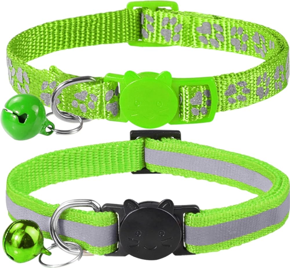 Pacote com 2 coleiras refletivas para gatos, com sino, coleira ajustável para gatinhos, de 7,5 a 12,5 polegadas  Pacote com 2 coleiras refletivas para gatos, com sino, coleira ajustável para gatinhos, de 7,5 a 12,5 polegadas