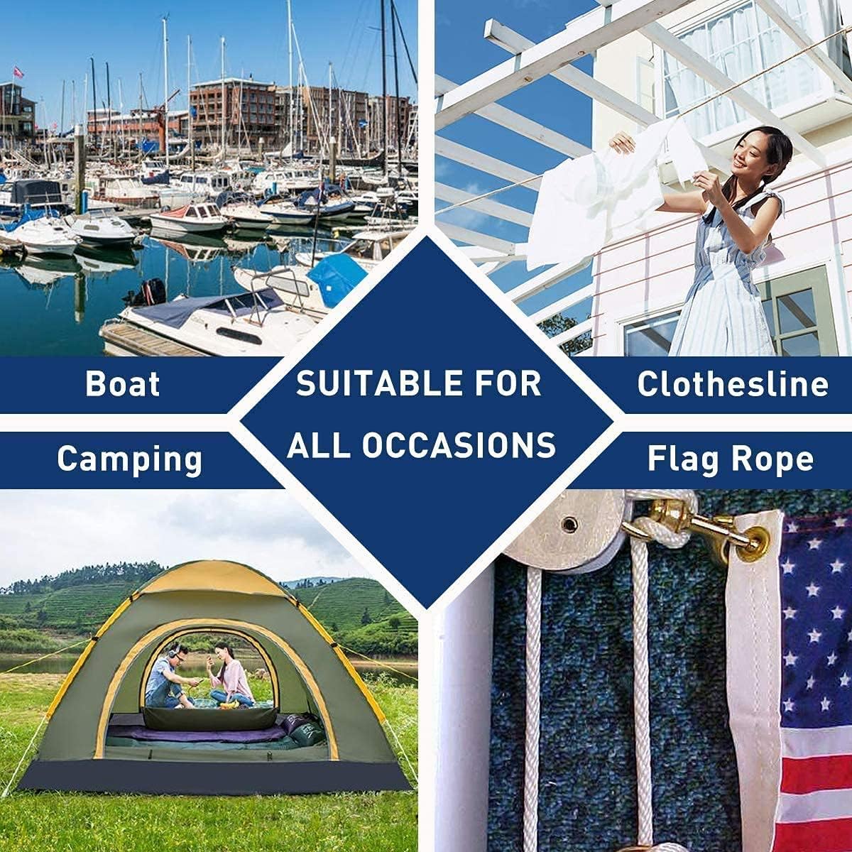 90 pés 1/4 polegada (7 mm) Nylon Poly Rope Flag Pole Polipropileno Varal de Roupas Camping Utility Bom para Tie Pull Swing Climb Knot (Branco) 90 pés 1/4 polegada (7 mm) Nylon Poly Rope Flag Pole Polipropileno Varal de Roupas Camping Utility Bom para Tie Pull Swing Climb Knot (Branco)