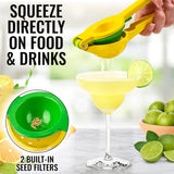 2-In-1 Lemon Squeezer Manual - Sturdy, Max Extraction Hand Juicer Lemon Squeezer Gets Every Last Drop - Easy to Clean Manual Citrus Juicer - Easy-to-Use Lemon Juicer Squeezer-Yellow/Green