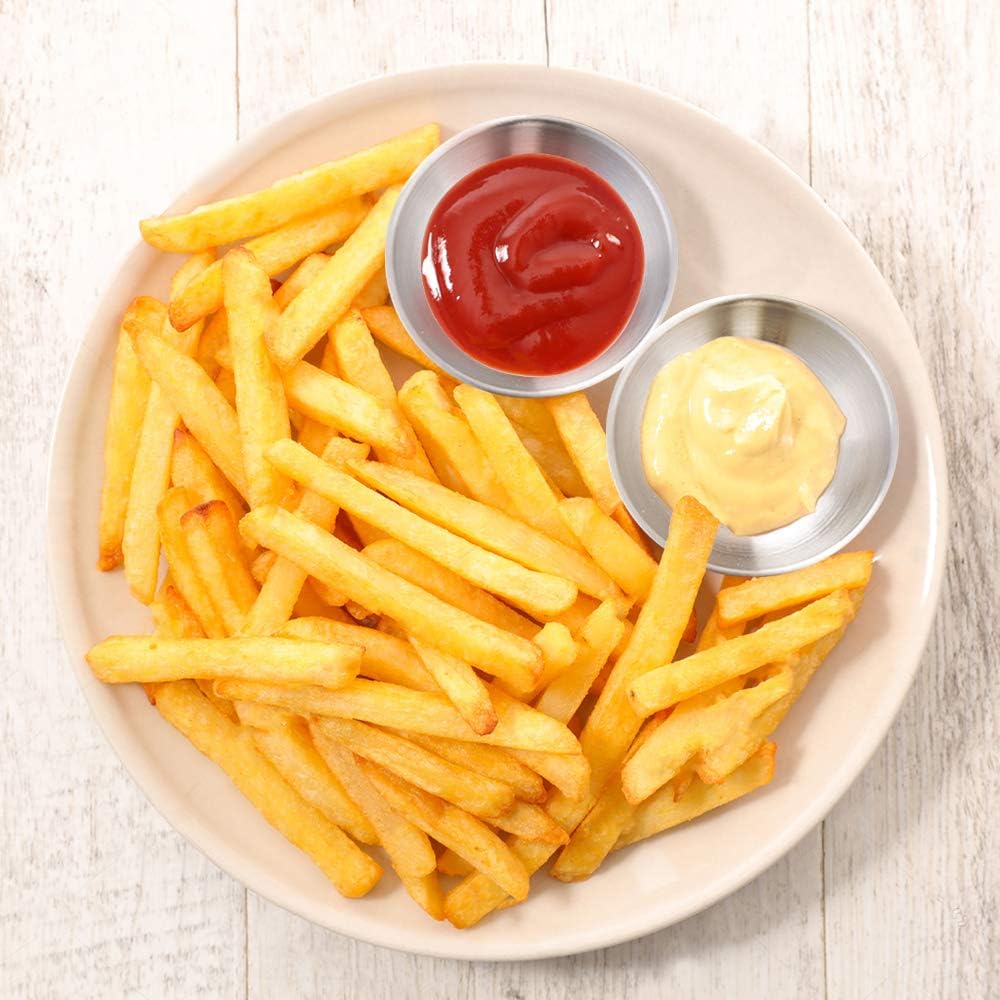 Pacote com 8 pratos de molho de aço inoxidável de 3,2 polegadas, mini pires individuais, tigelas redondas para temperos, tigelas para mergulhar sushi, pratos de aperitivos, prata  Pacote com 8 pratos de molho de aço inoxidável de 3,2 polegadas, mini pires individuais, tigelas redondas para temperos, tigelas para mergulhar sushi, pratos de aperitivos, prata