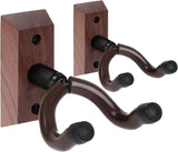 Suporte de parede para guitarra, pacote com 2 suportes para guitarra, suporte para ganchos de parede para guitarra com parafusos, suporte de parede para guitarra de madeira dura para violão elétrico acústico, baixo, banjo, bandolim