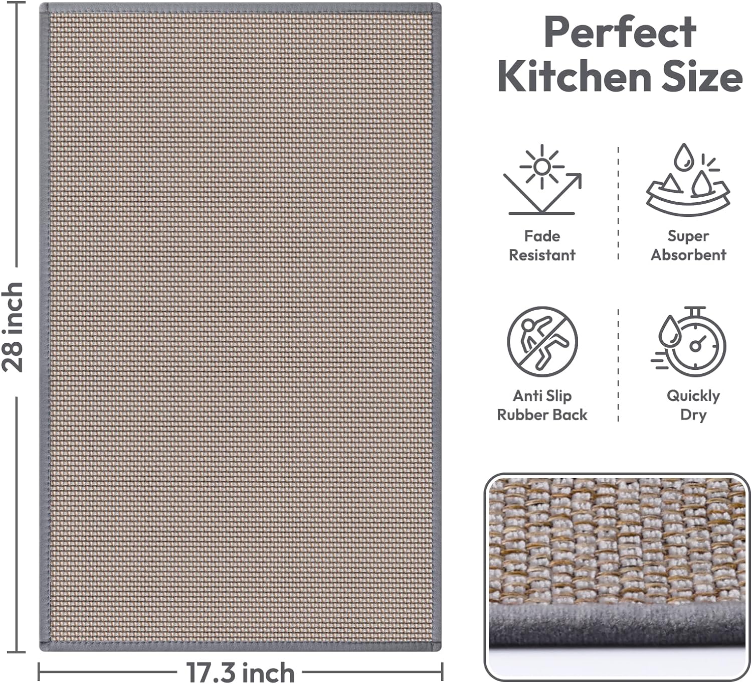 Tapetes de cozinha para piso, tapete de cozinha, antiderrapante, lavável, tapete absorvente para cozinha na frente da pia, entrada, capacho de porta interno com revestimento de borracha, tapete de pé estilo fazenda, 17,3" x 28"  Tapetes de cozinha para piso, tapete de cozinha, antiderrapante, lavável, tapete absorvente para cozinha na frente da pia, entrada, capacho de porta interno com revestimento de borracha, tapete de pé estilo fazenda, 17,3" x 28"
