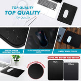 Black Mouse Pad 11 x 8 3/4 x 1/8 in. Basic Big Mouse Pad with Stitched Edges and Non-Slip Rubber Base, Waterproof