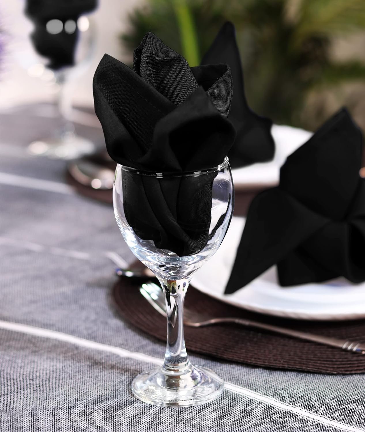 Black Cloth Napkins (12 Pack, 20x20 Inches), Ideal Dinner Napkins for Party, Wedding and Lunch/Dinner Black Cloth Napkins (12 Pack, 20x20 Inches), Ideal Dinner Napkins for Party, Wedding and Lunch/Dinner