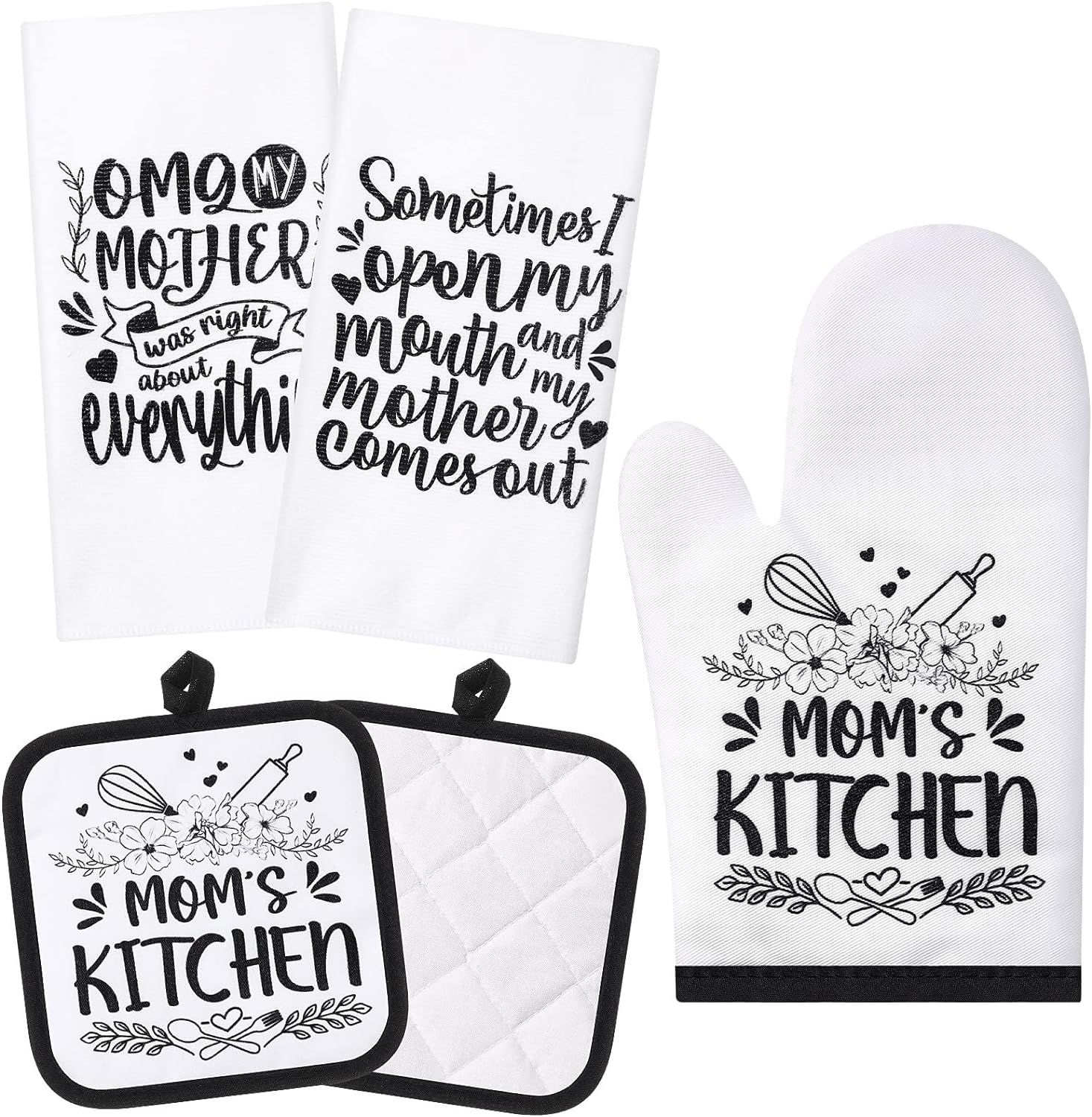 Conjunto de cozinha Nana de 5 peças, inclui 2 toalhas de prato Nana, 2 almofadas de forno Nana, suporte de panela, luva de forno Nana, presente de Nana para casa, aniversário, cozinha, cozimento, assar (estilo Nana)  Conjunto de cozinha Nana de 5 peças, inclui 2 toalhas de prato Nana, 2 almofadas de forno Nana, suporte de panela, luva de forno Nana, presente de Nana para casa, aniversário, cozinha, cozimento, assar (estilo Nana)