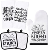 Conjunto de cozinha Nana de 5 peças, inclui 2 toalhas de prato Nana, 2 almofadas de forno Nana, suporte de panela, luva de forno Nana, presente de Nana para casa, aniversário, cozinha, cozimento, assar (estilo Nana)