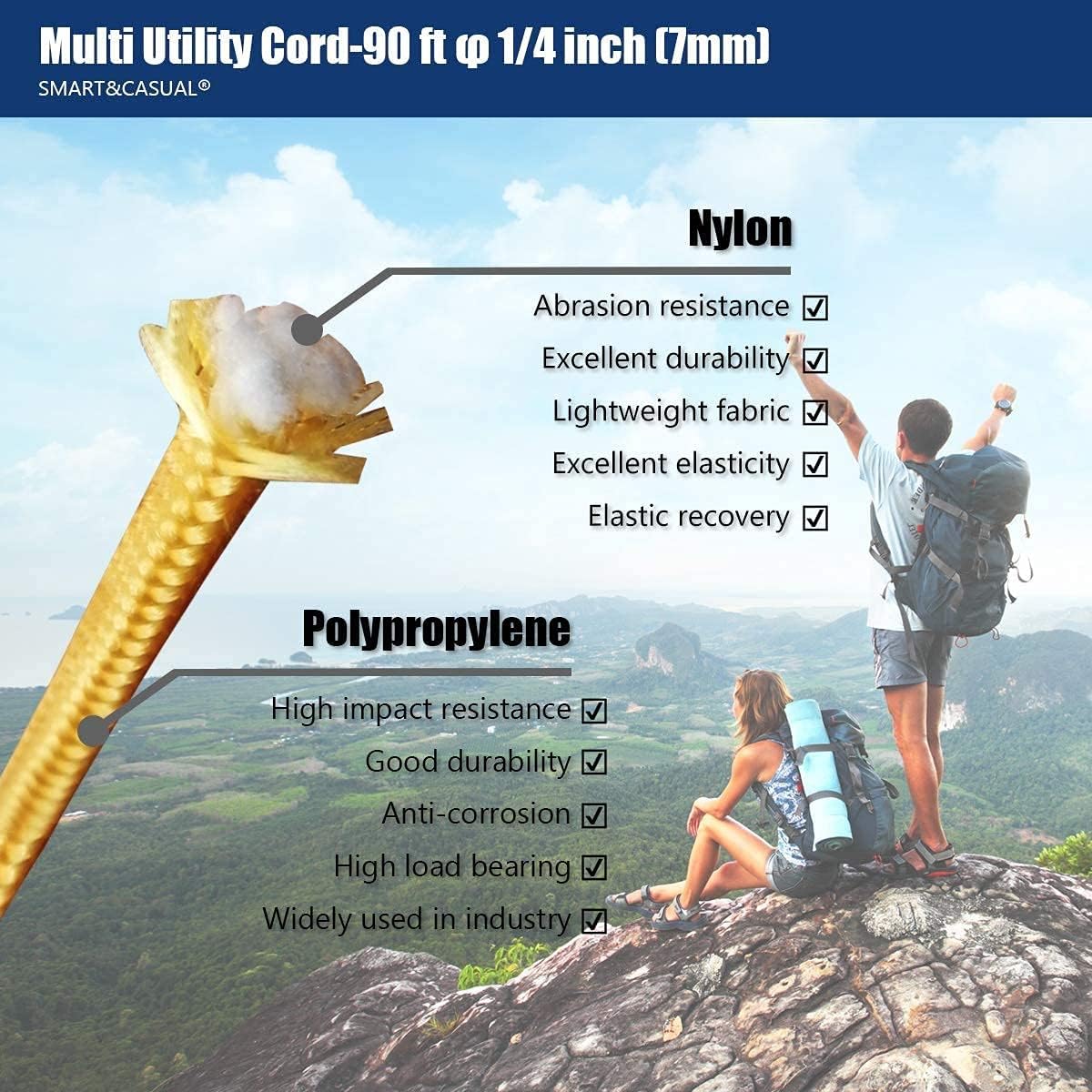 90 pés 1/4 polegada (7 mm) Nylon Poly Rope Flag Pole Polipropileno Varal de Roupas Camping Utility Bom para Tie Pull Swing Climb Knot (Branco) 90 pés 1/4 polegada (7 mm) Nylon Poly Rope Flag Pole Polipropileno Varal de Roupas Camping Utility Bom para Tie Pull Swing Climb Knot (Branco)