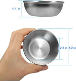 Pacote com 8 pratos de molho de aço inoxidável de 3,2 polegadas, mini pires individuais, tigelas redondas para temperos, tigelas para mergulhar sushi, pratos de aperitivos, prata