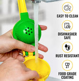 2-In-1 Lemon Squeezer Manual - Sturdy, Max Extraction Hand Juicer Lemon Squeezer Gets Every Last Drop - Easy to Clean Manual Citrus Juicer - Easy-to-Use Lemon Juicer Squeezer-Yellow/Green