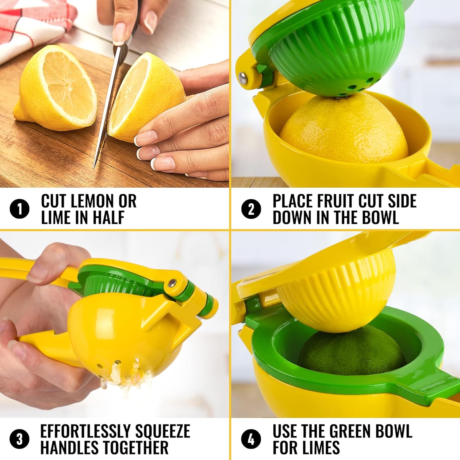 2-In-1 Lemon Squeezer Manual - Sturdy, Max Extraction Hand Juicer Lemon Squeezer Gets Every Last Drop - Easy to Clean Manual Citrus Juicer - Easy-to-Use Lemon Juicer Squeezer-Yellow/Green 2-In-1 Lemon Squeezer Manual - Sturdy, Max Extraction Hand Juicer Lemon Squeezer Gets Every Last Drop - Easy to Clean Manual Citrus Juicer - Easy-to-Use Lemon Juicer Squeezer-Yellow/Green