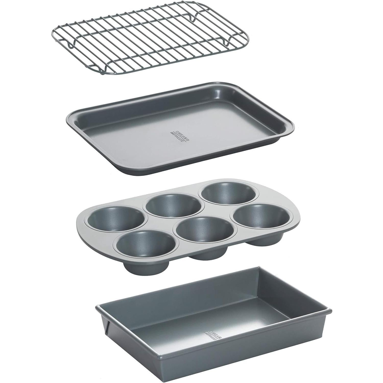 Conjunto de assadeiras antiaderentes para torradeira, 4 peças, aço carbono  Conjunto de assadeiras antiaderentes para torradeira, 4 peças, aço carbono