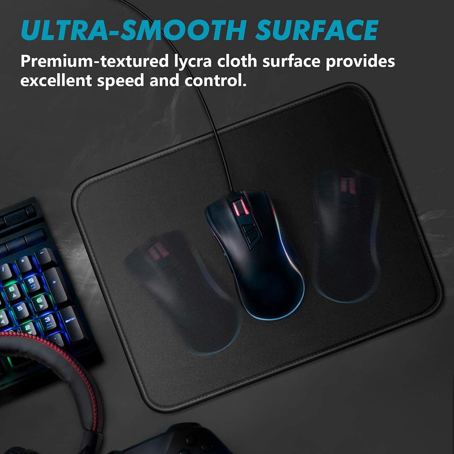 Black Mouse Pad 11 x 8 3/4 x 1/8 in. Basic Big Mouse Pad with Stitched Edges and Non-Slip Rubber Base, Waterproof Black Mouse Pad 11 x 8 3/4 x 1/8 in. Basic Big Mouse Pad with Stitched Edges and Non-Slip Rubber Base, Waterproof