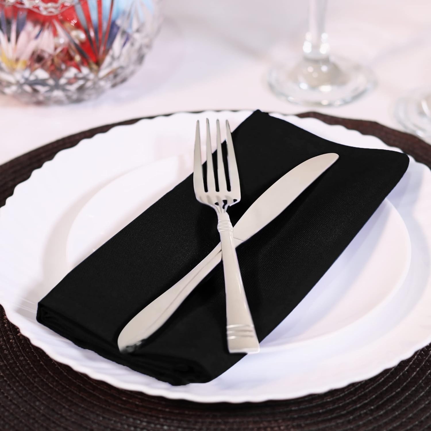 Black Cloth Napkins (12 Pack, 20x20 Inches), Ideal Dinner Napkins for Party, Wedding and Lunch/Dinner Black Cloth Napkins (12 Pack, 20x20 Inches), Ideal Dinner Napkins for Party, Wedding and Lunch/Dinner