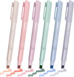 Aesthetic Highlighters, 6 Mild Colors Chisel Tips Highlighters and Pens No Bleed,Dry Fast Easy to Hold for Note Taking Journal Planner Notes School Office Supplies