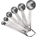Colheres de medição, conjunto de colheres de medição de aço inoxidável 18/8 premium para serviços pesados, colher de sopa pequena com medidas métricas e americanas, conjunto de 6 para presente, medição de ingredientes secos e líquidos 