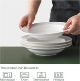 Soup Bowls, Pasta Bowls Plates, White Salad Bowls Set of 4, Porcelain Wide Rim Bowls, 20 Ounces, Microwave & Dishwasher Safe