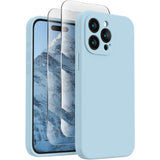Soft Phone Case for 15 Pro, Silicone Upgraded [Camera Protection] Phone Case with [2 Screen Protectors], Soft Anti-Scratch Microfiber Lining Inside
