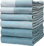 Premium Kitchen,Hand Towels (20”x 28”, 6 Pack) Large Cotton, Dish, Flat & Terry Towel Highly Absorbent Tea Towels Set with Hanging Loop Gray