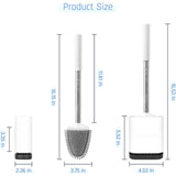 Toilet Brush and Holder Set for Bathroom, Flexible Toilet Bowl Brush Head with Silicone Bristles, Compact Size for Storage and Organization, Ventilation Slots Base (1 Pack, Silver)