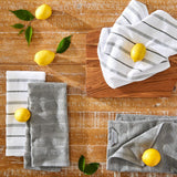 Kitchen Towel 4-Pack Set, Cotton, Grey/White, 16"x26"