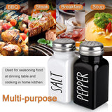 Salt and Pepper Shakers Set, Cute Glass Spice Shaker with Stainless Steel Lid, Black and White Kitchen Table Decor and Accessories for Counter, for Kitchen Wedding Gifts, 2.7oz Each