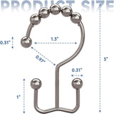 Shower Curtain Hooks, Shower Curtain Rings Rust Proof Metal Double Glide Shower Hooks Rings for Bathroom Shower Rods Curtains, Set of 12 Hooks