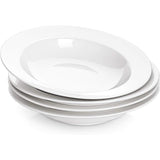 Soup Bowls, Pasta Bowls Plates, White Salad Bowls Set of 4, Porcelain Wide Rim Bowls, 20 Ounces, Microwave & Dishwasher Safe