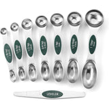 Set of 8 Magnetic Measuring Spoons Set with Strong N45 Magnets, Heavy Duty Stainless Steel Metal, Fits in Kitchen Spice Jars for Baking & Cooking, BPA Free, Multi-Color